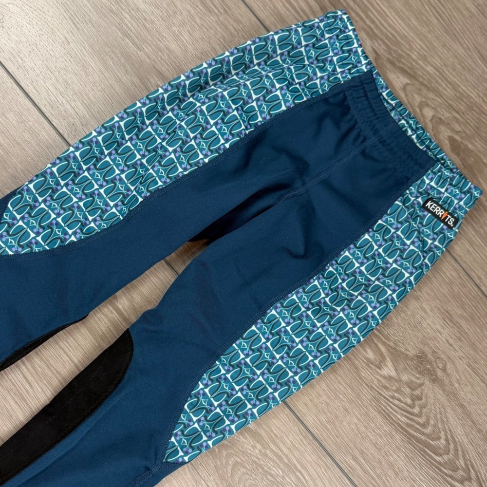 Kerrits Kids Riding Breeches Performance Knee Patch Teal Blue S